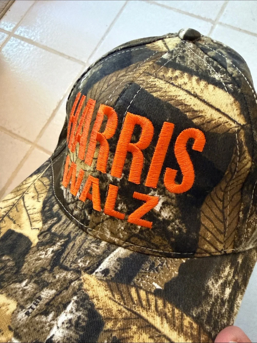 Harris Walz Camo and orange hat